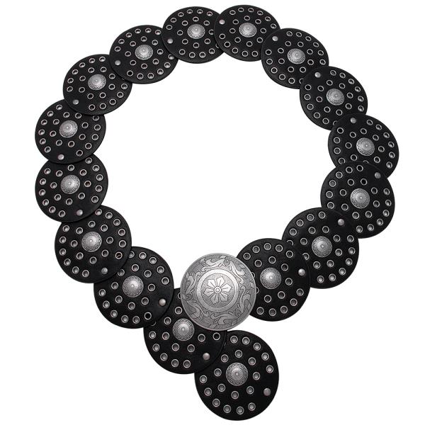 Y2K METAL WESTERN CONCHO EMBOSSED CIRCLE BELT
