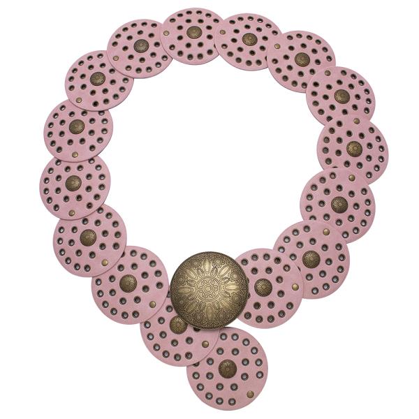 Y2K METAL WESTERN CONCHO EMBOSSED CIRCLE BELT