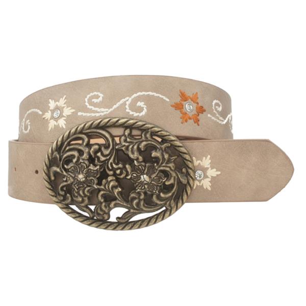 FILIGREE BUCKLE SNOWFLOWER EMB STRAP BELT