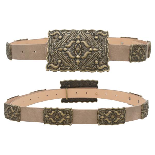 SOUTHWESTERN RECTANGLE CONCHO BUCKLE BELT