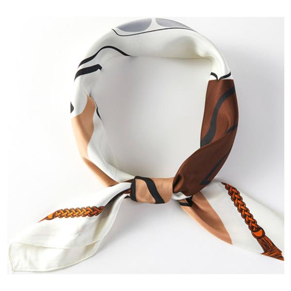 ABSTRACT LINE PRINT BANDANA SQUARE NECK SCARF