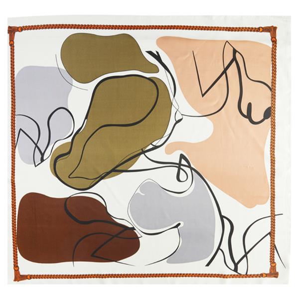 ABSTRACT LINE PRINT BANDANA SQUARE NECK SCARF