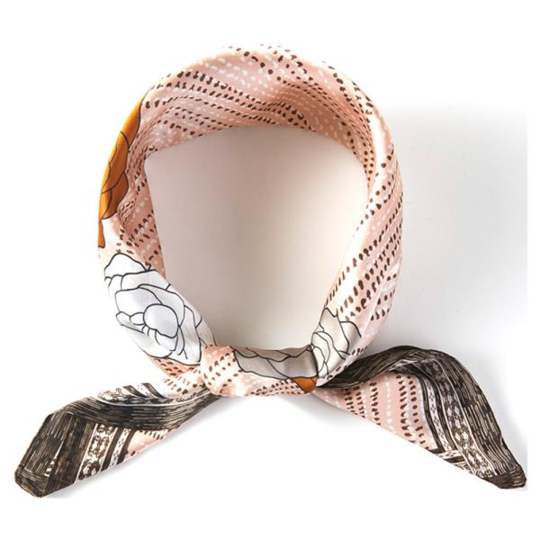ROSE PRINT BANDANA SQUARE NECK SCARF