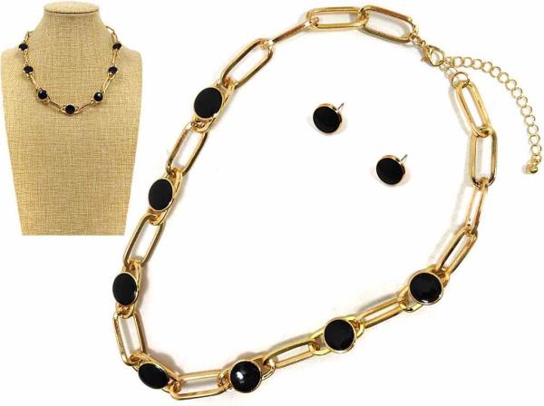 ROUND BEAD OVAL LINK NECKLACE