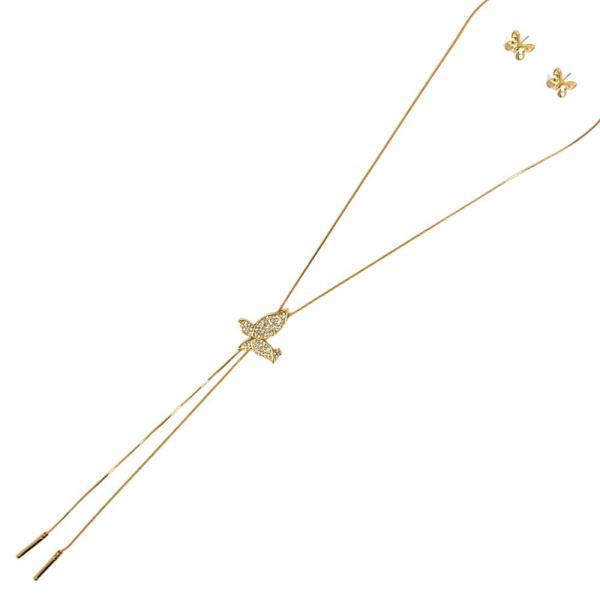 BUTTERFLY METAL Y SHAPE NECKLACE