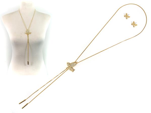 BUTTERFLY METAL Y SHAPE NECKLACE