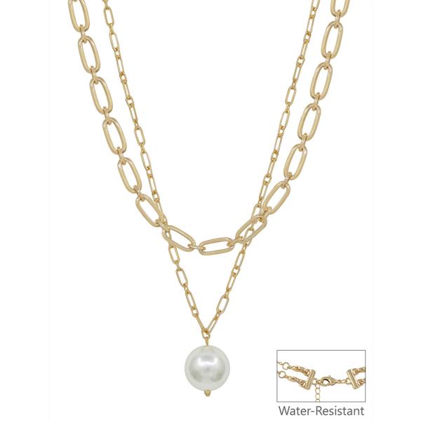 MULTI WAY CHUNKY CLIP CHAIN 20MM PEARL PENDANT SHORT NECKLACE