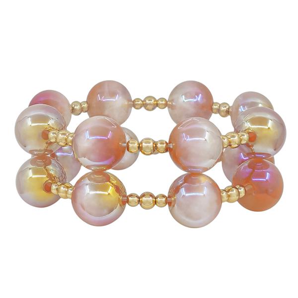 2 SET CANDY BEADS CCB ACCENT STRETCHED BRACELET