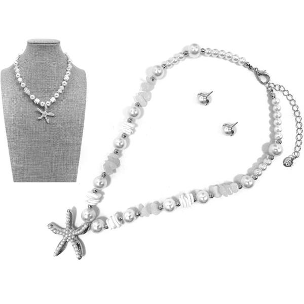STARFISH PEARL BEAD PENDANT BEADED NECKLACE
