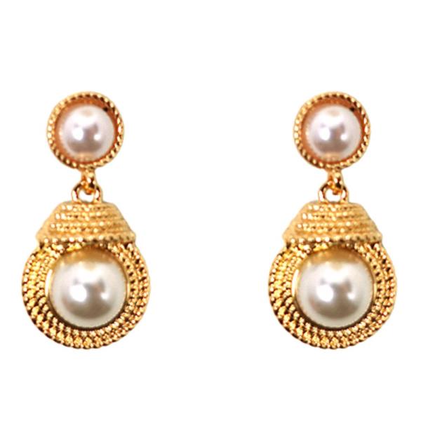 PEARL BEAD METAL DANGLE EARRING