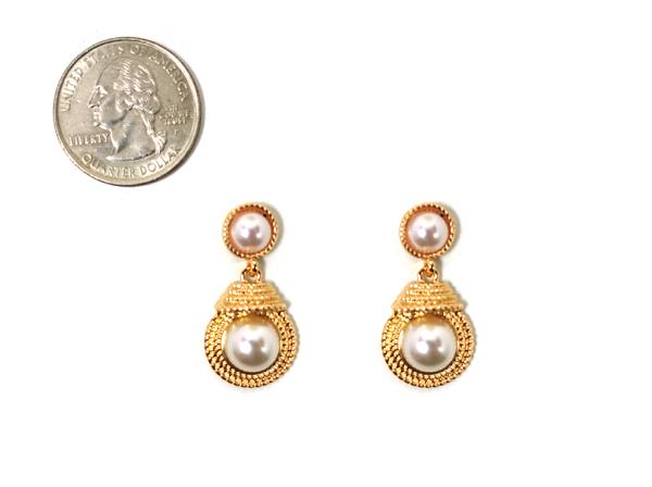 PEARL BEAD METAL DANGLE EARRING