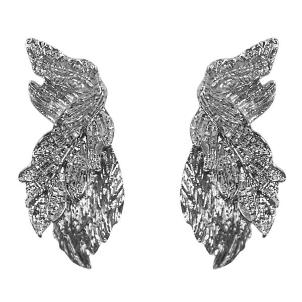 TEXTURED LEAF METAL EARRING