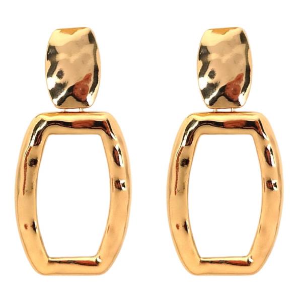 RECTANGLE METAL DANGLE EARRING