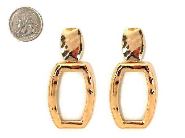 RECTANGLE METAL DANGLE EARRING
