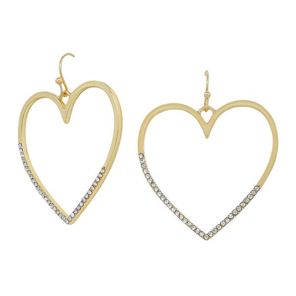 OPEN HEART SHAPE HALF PAVE EARRINGS