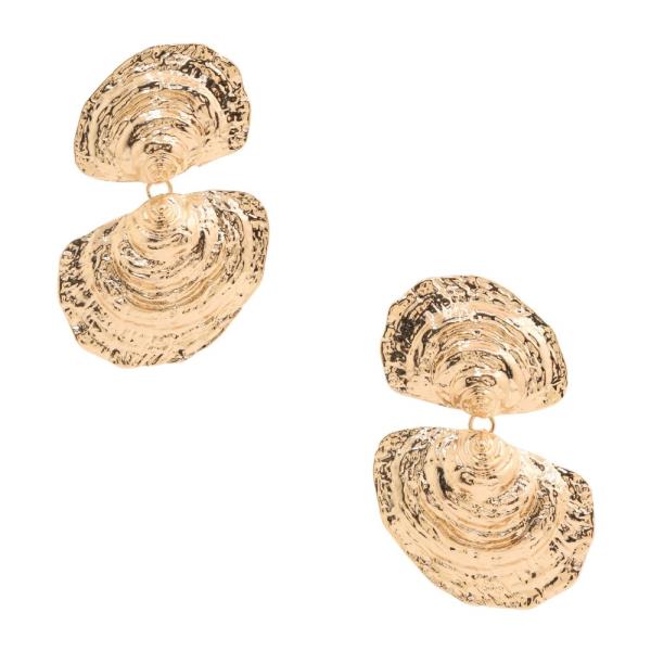 DOUBLE SEASHELL METAL DANGLE EARRING