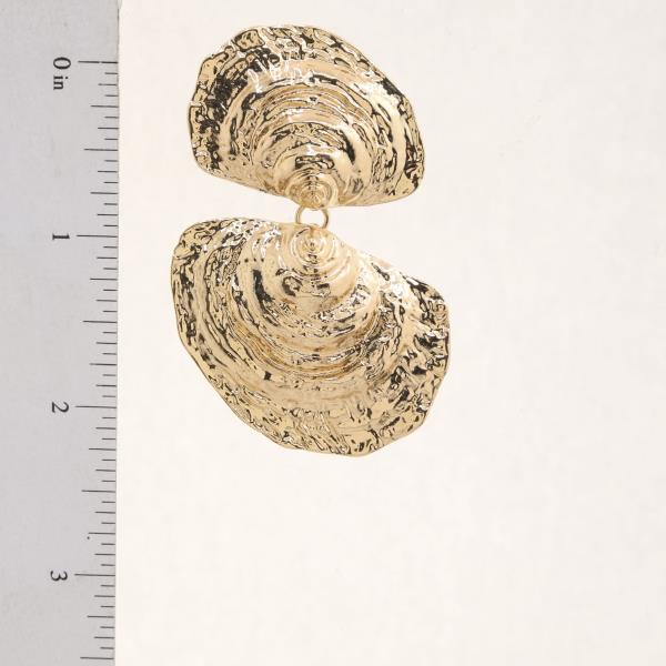 DOUBLE SEASHELL METAL DANGLE EARRING