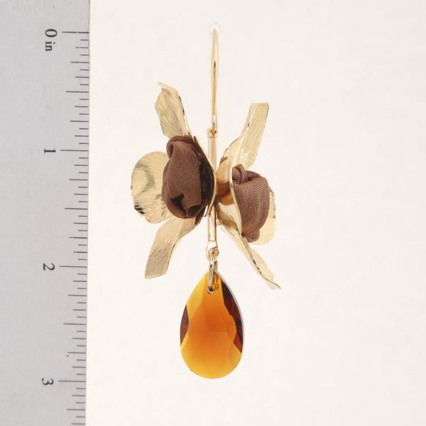 FLOWER RUFFLE BEAD DANGLE EARRING