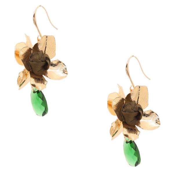 FLOWER RUFFLE BEAD DANGLE EARRING