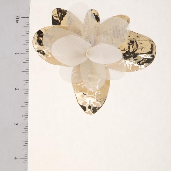 FLOWER FABRIC METAL EARRING