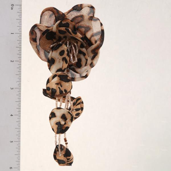 ANIMAL PRINT FLOWER LINK DANGLE EARRING