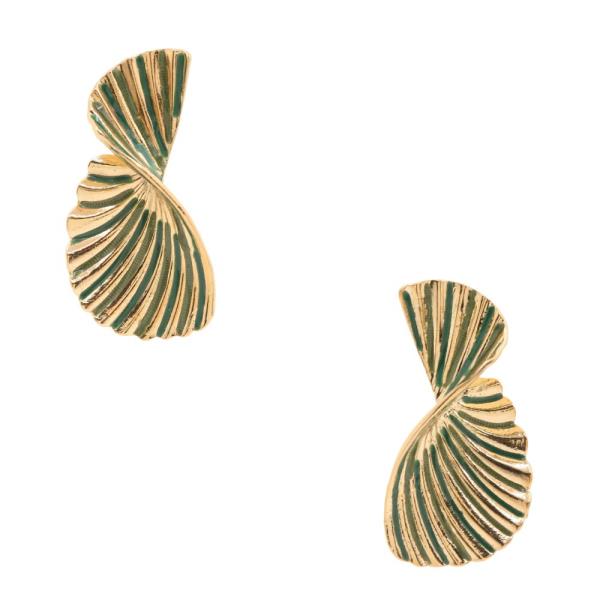 COLOR LINED RUFFLE METAL EARRING