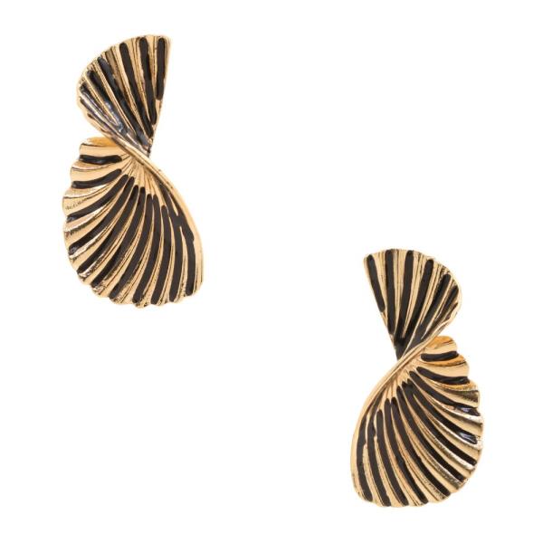 COLOR LINED RUFFLE METAL EARRING