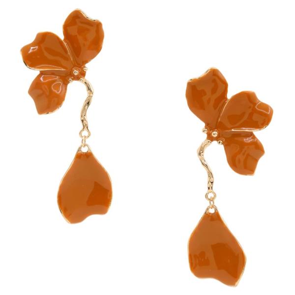 FLOWER METAL DANGLE EARRING