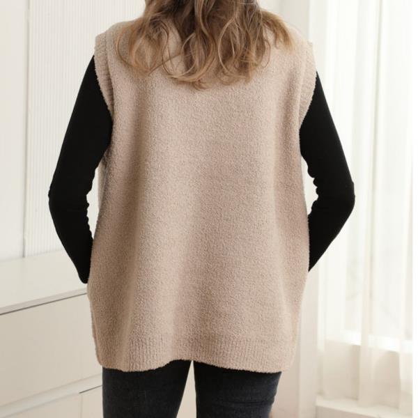 SOLID OVERSIZED ZIPPER SWEATER VEST W POCKETS