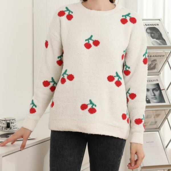 CHERRY CREW NECK SWEATER