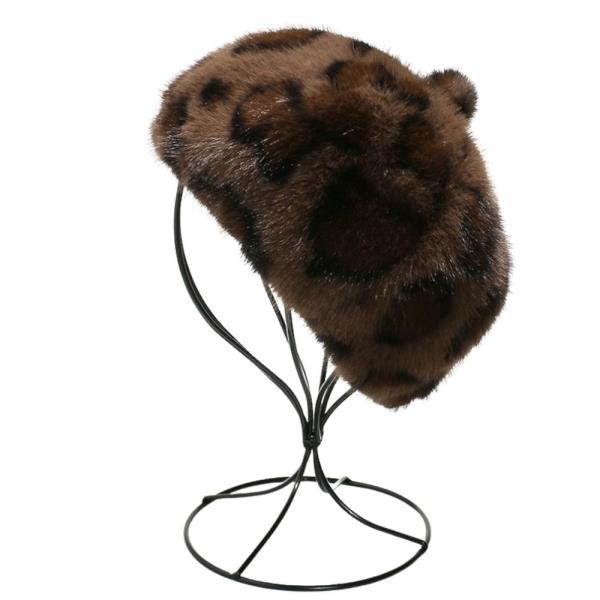FAUX FUR LEOPARD BERET HAT