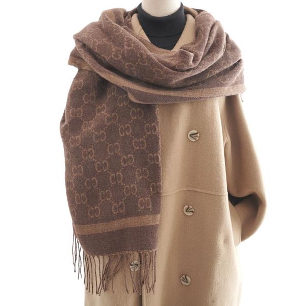 MONOGRAM PATTERN FRINGE OBLONG SCARF