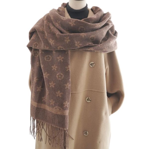 MONOGRAM PATTERN FRINGE OBLONG SCARF