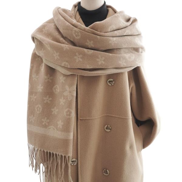 MONOGRAM PATTERN FRINGE OBLONG SCARF