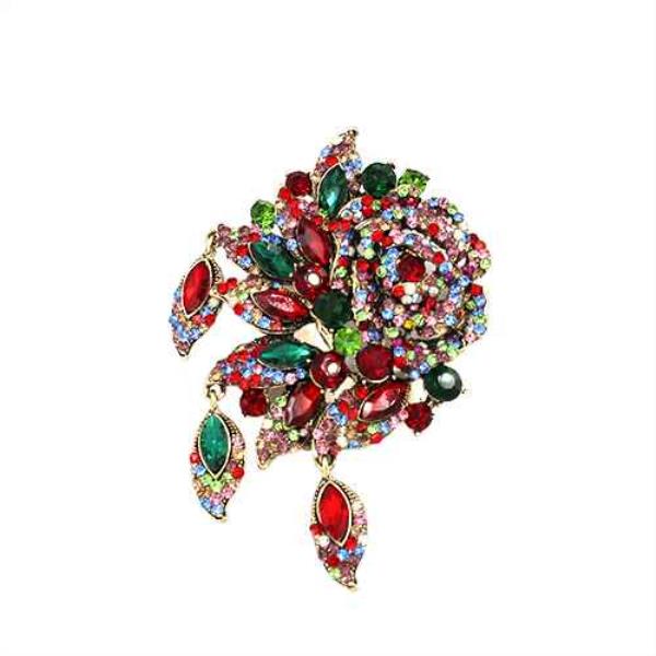 MULTI COLOR RHINESTONE ELEGANT BROOCH
