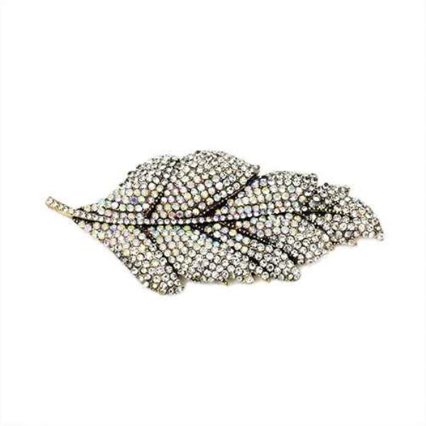 RHINESTONE FEATHER BROOCH