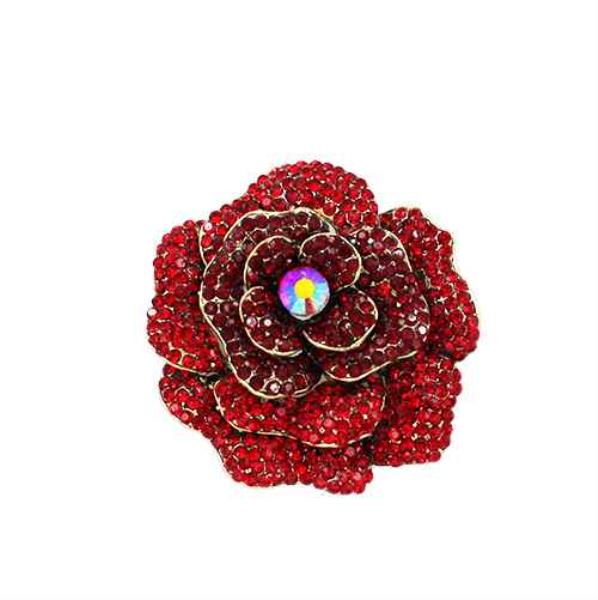 RHINESTONE ROSE BROOCH