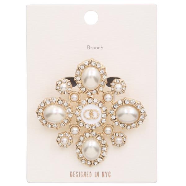 PEARL BEAD METAL BROOCH
