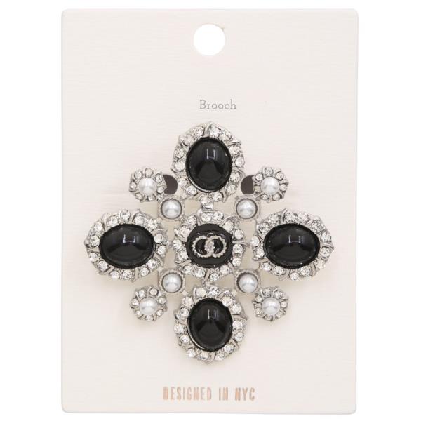 PEARL BEAD METAL BROOCH