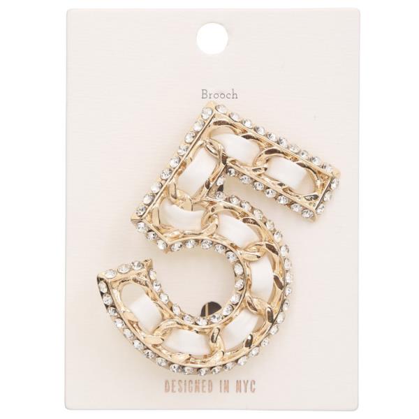 NUMBER FIVE METAL BROOCH
