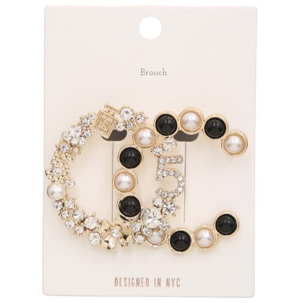 ROUND CIRCLE OPEN CIRCLE RHINESTONE BROOCH