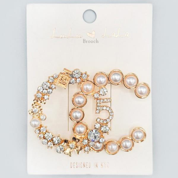 ROUND CIRCLE OPEN CIRCLE RHINESTONE BROOCH