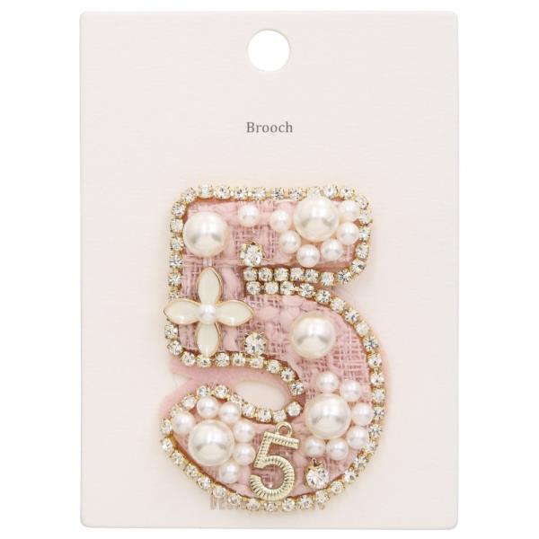 NUMBER FIVE PEARL BEAD BROOCH