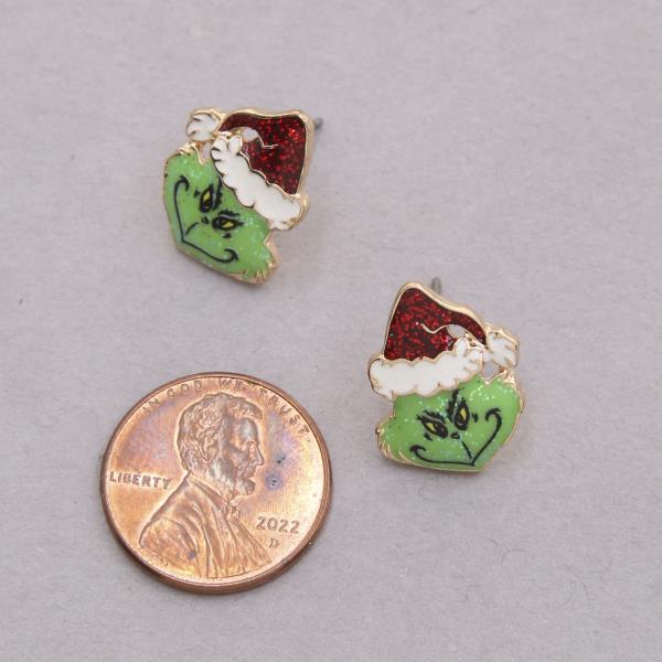 CHRISTMAS GRINCH STUD EARRING