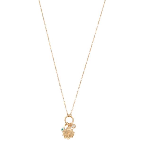 SEASHELL DAINTY EYE CHARM CRYSTAL NECKLACE