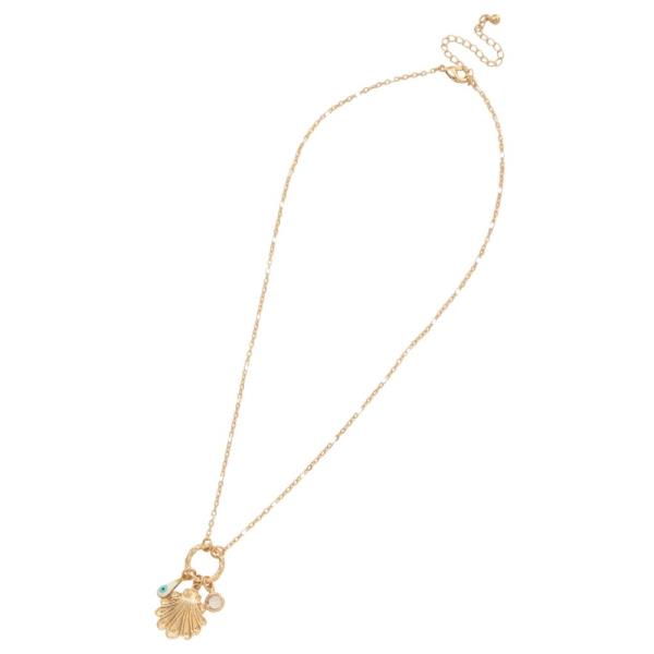 SEASHELL DAINTY EYE CHARM CRYSTAL NECKLACE