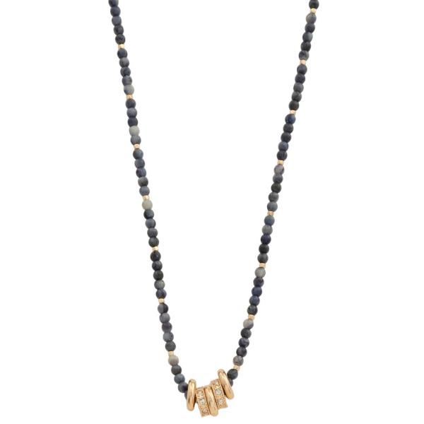 RHINESTONE METAL RINGS BEADED NECKLACE