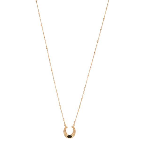 HORSESHOE CHARM METAL NECKLACE