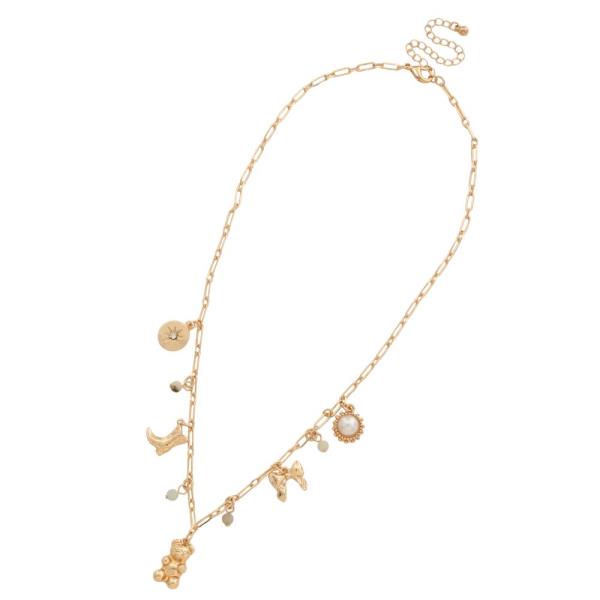 TEDDY BEAR MULTI CHARM STATION OVAL LINK NECKLACE