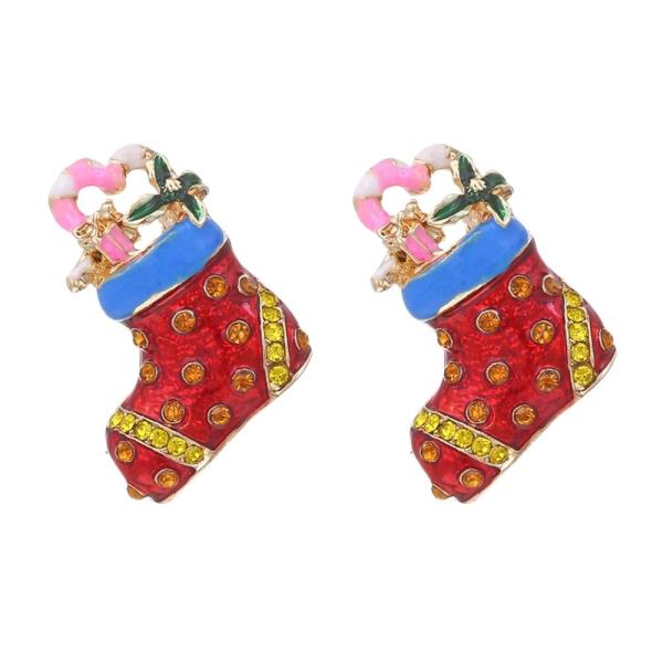 CHRISTMAS STOCKING POST EARRING